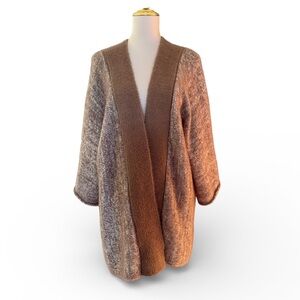 Anthropologie Super Cozy Open-Front Tan and White Cardigan